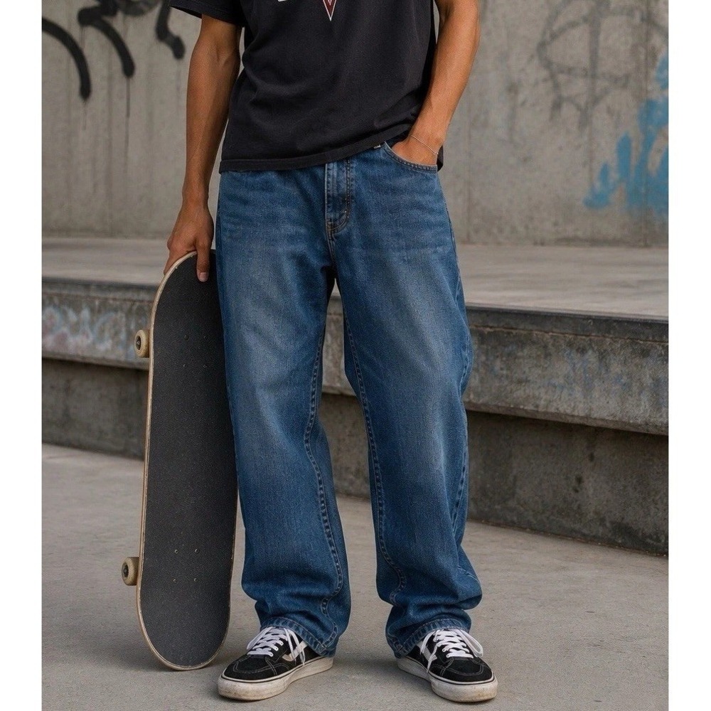 Quiksilver Jeans Reese Forbes Sz 38x30‎ Relaxed Fit Med Wash Skater Y2K Retro